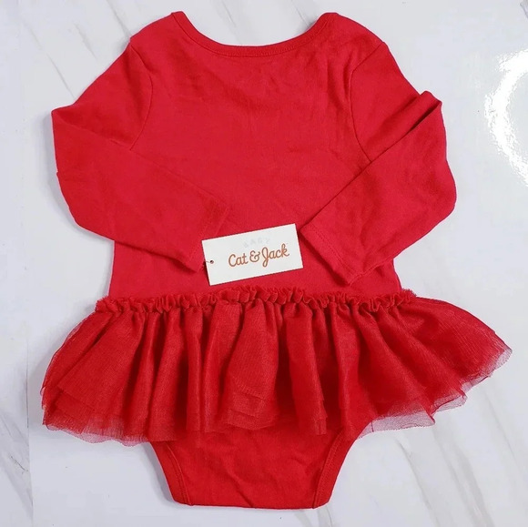 Cat And Jack Holiday Onesie Outfit Red Tutu 12 Months - Picture 2 of 6